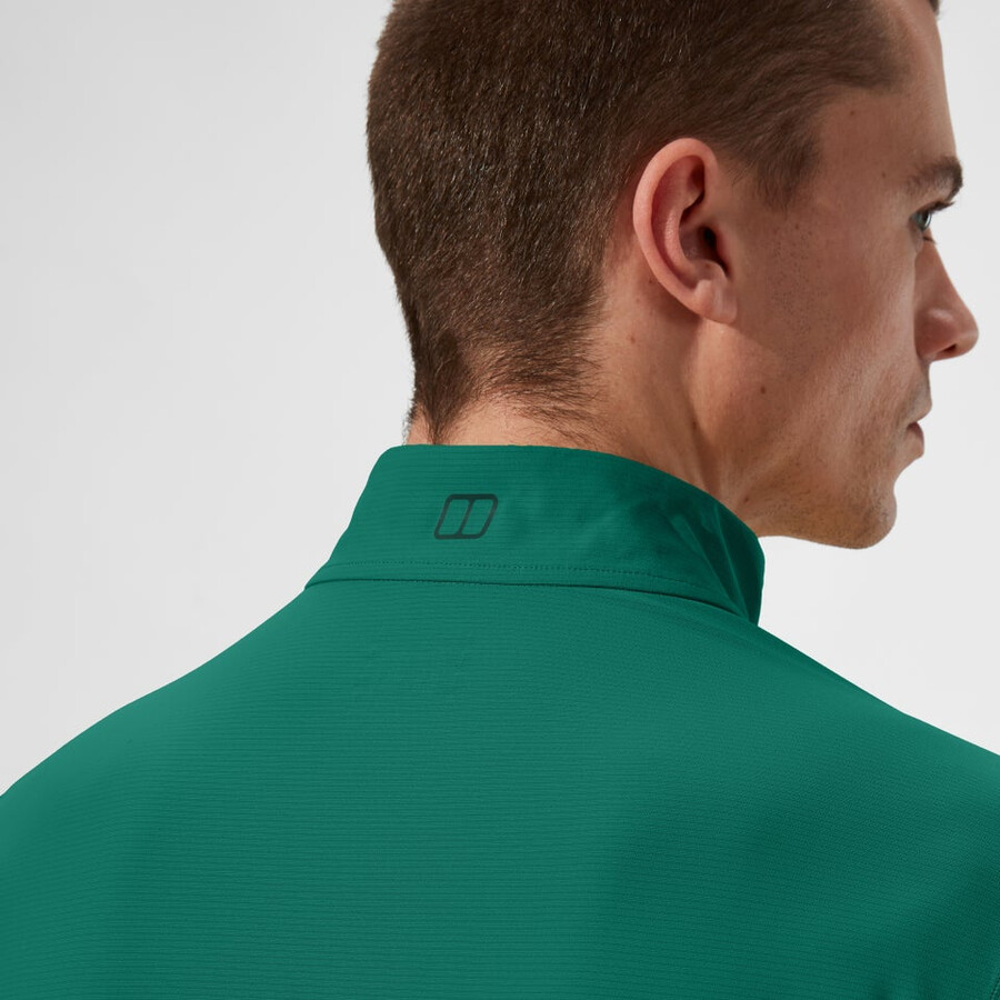 los hombres 247 mitad zip tech de manga larga - camiseta verde berghaus