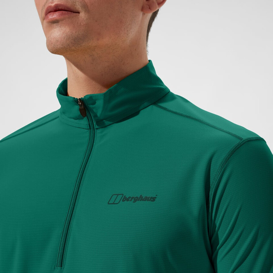 los hombres 247 mitad zip tech de manga larga - camiseta verde berghaus