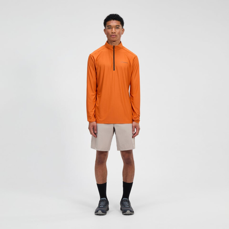 los hombres 247 mitad zip tech de manga larga - camiseta naranja berghaus
