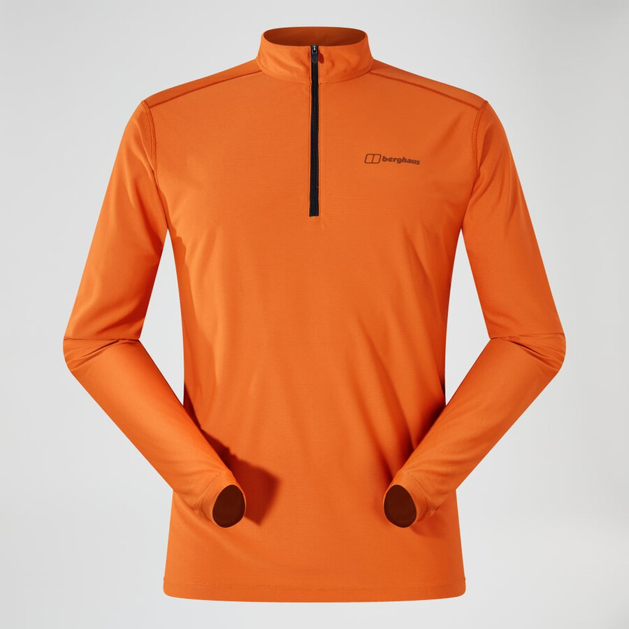 los hombres 247 mitad zip tech de manga larga - camiseta naranja berghaus