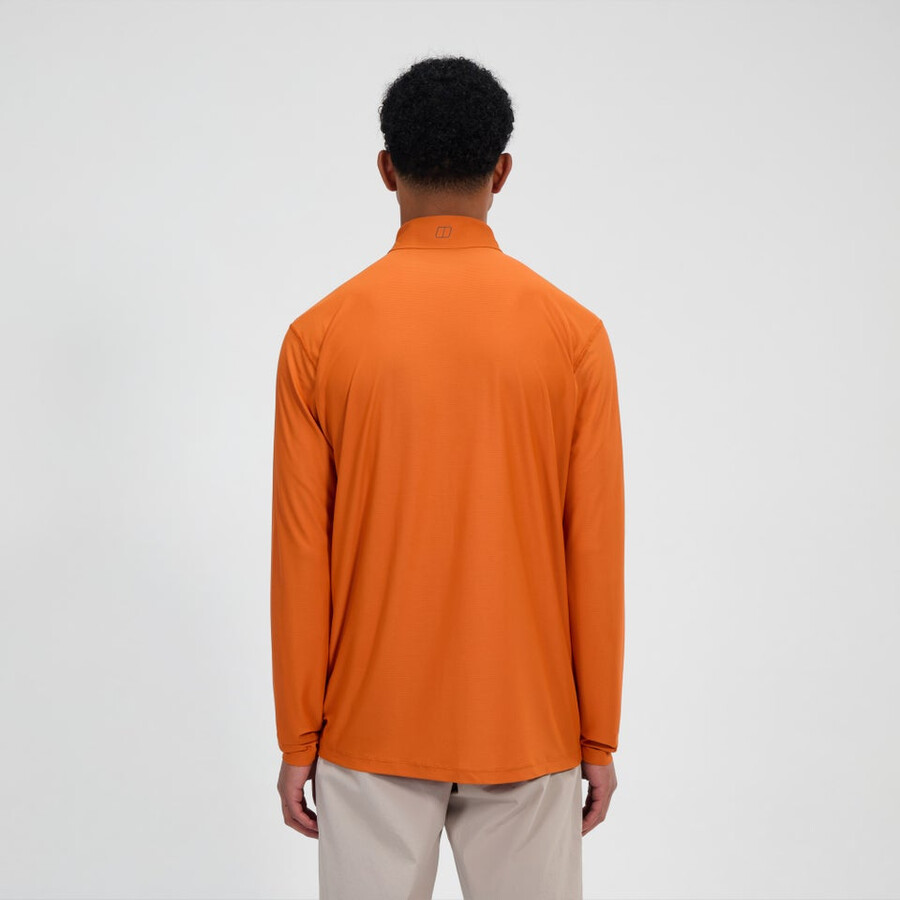 los hombres 247 mitad zip tech de manga larga - camiseta naranja berghaus