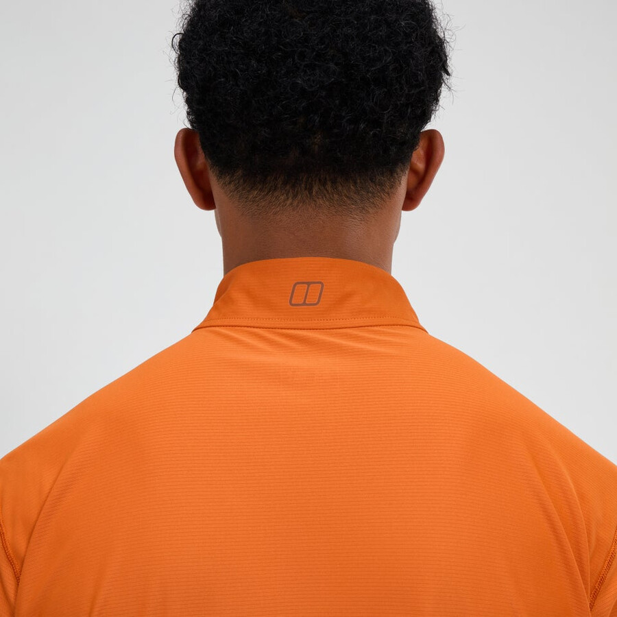 los hombres 247 mitad zip tech de manga larga - camiseta naranja berghaus