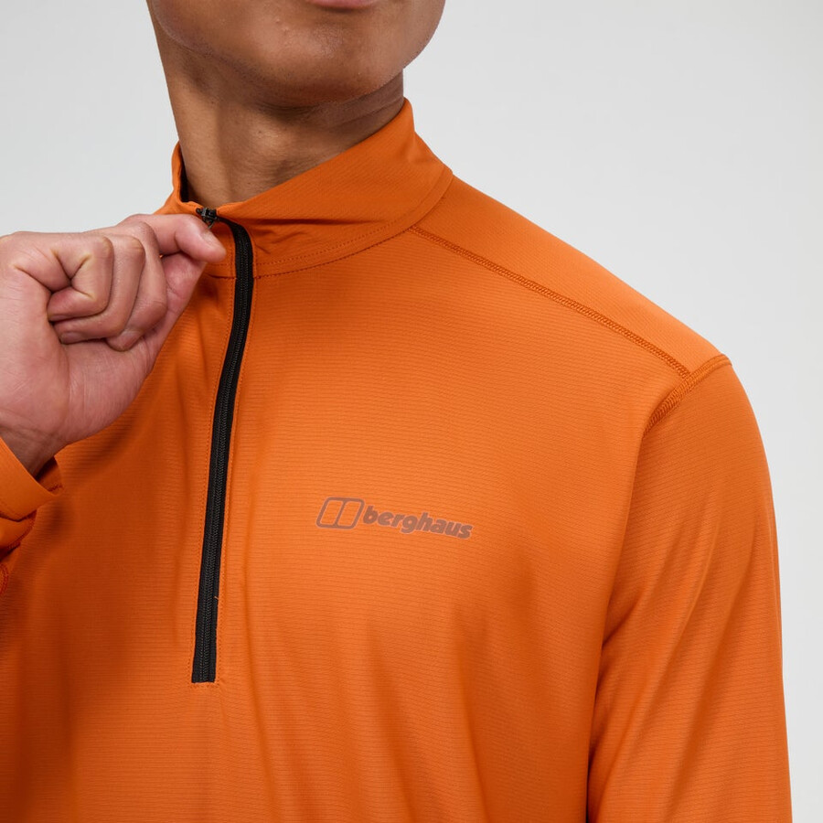 los hombres 247 mitad zip tech de manga larga - camiseta naranja berghaus