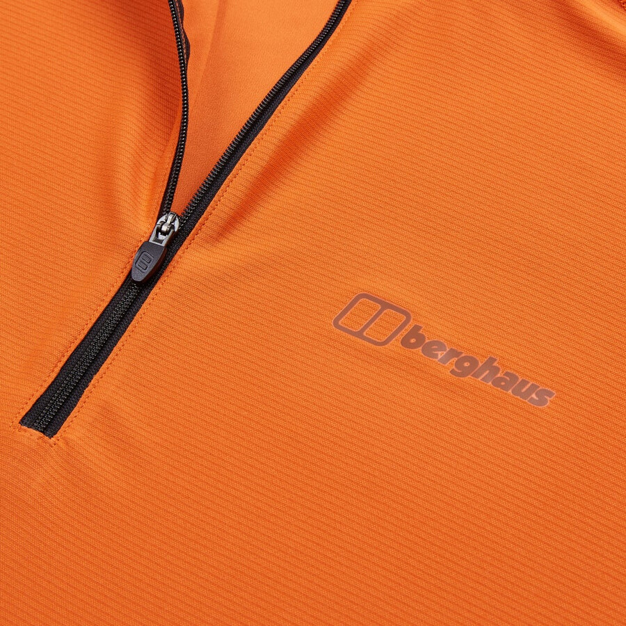 los hombres 247 mitad zip tech de manga larga - camiseta naranja berghaus