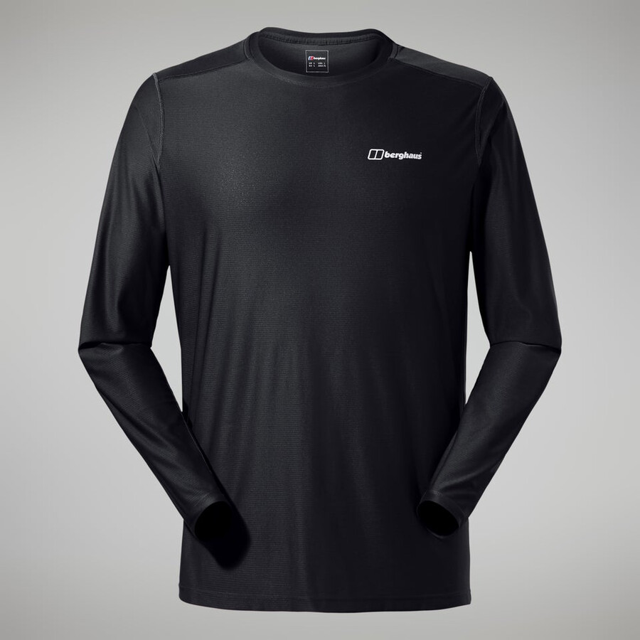 los hombres 247 tech camiseta de manga larga de la tripulación - negro berghaus
