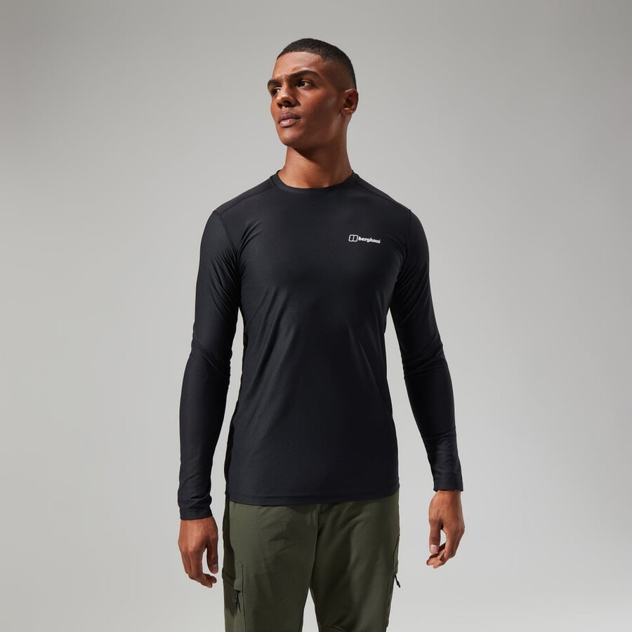 los hombres 247 tech camiseta de manga larga de la tripulación - negro berghaus