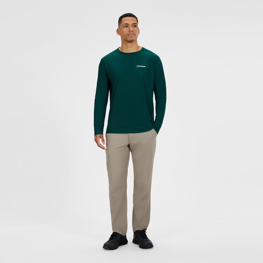 los hombres 247 tripulación tech de manga larga - camiseta verde berghaus
