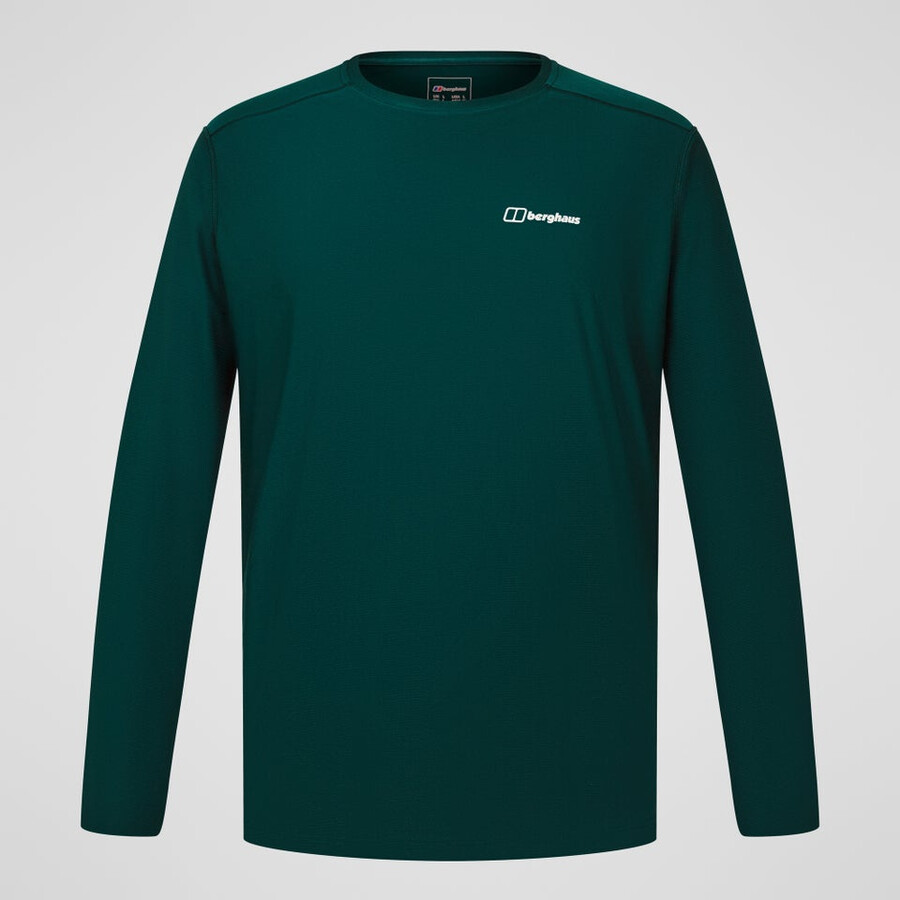 los hombres 247 tripulación tech de manga larga - camiseta verde berghaus