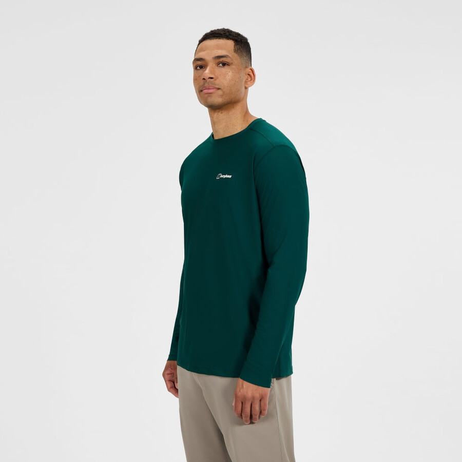 los hombres 247 tripulación tech de manga larga - camiseta verde berghaus