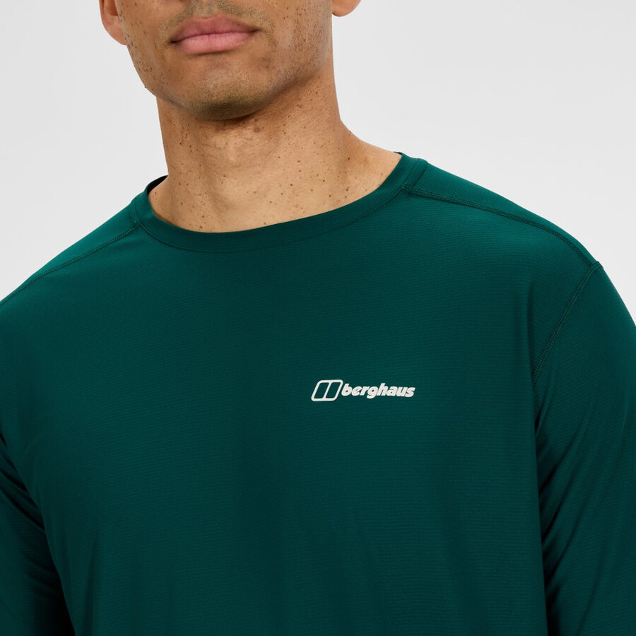 los hombres 247 tripulación tech de manga larga - camiseta verde berghaus