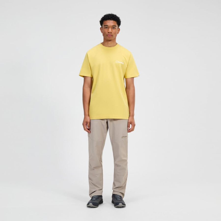 los hombres de las colinas de los picos de camiseta de manga corta - amarillo berghaus