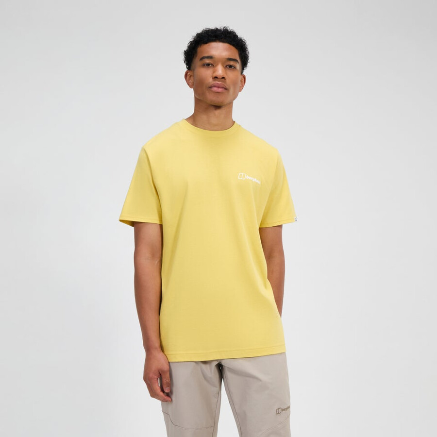 los hombres de las colinas de los picos de camiseta de manga corta - amarillo berghaus
