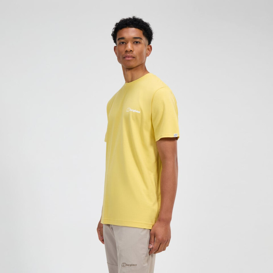 los hombres de las colinas de los picos de camiseta de manga corta - amarillo berghaus