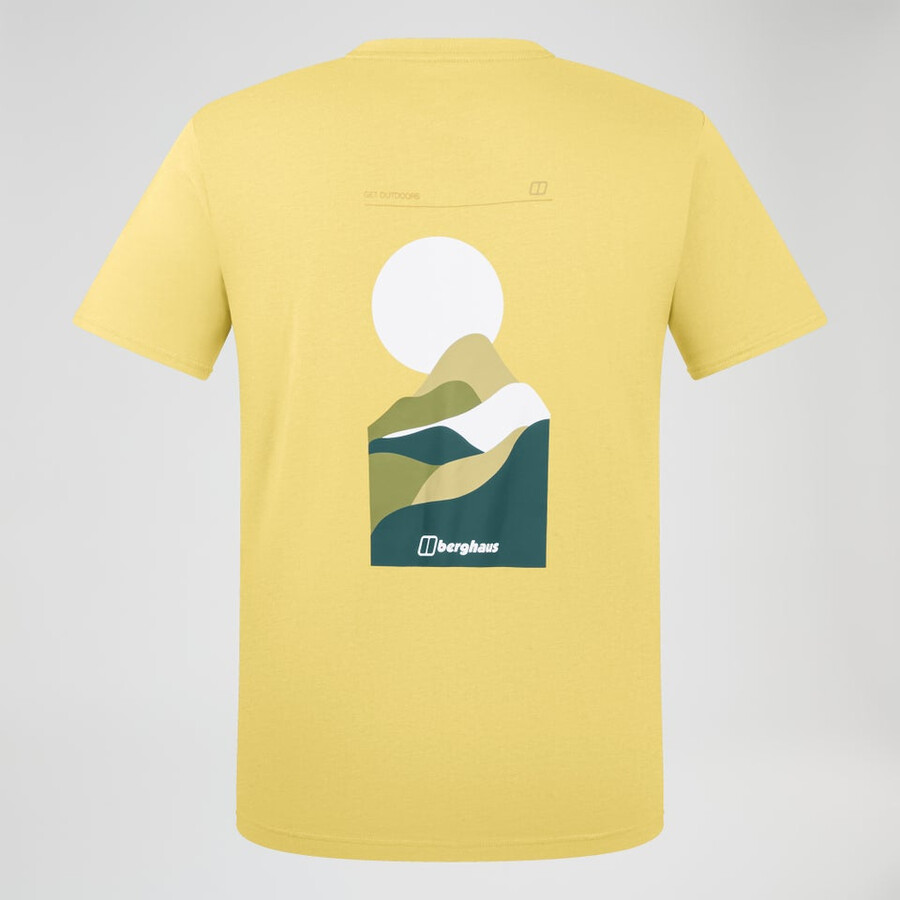 los hombres de las colinas de los picos de camiseta de manga corta - amarillo berghaus