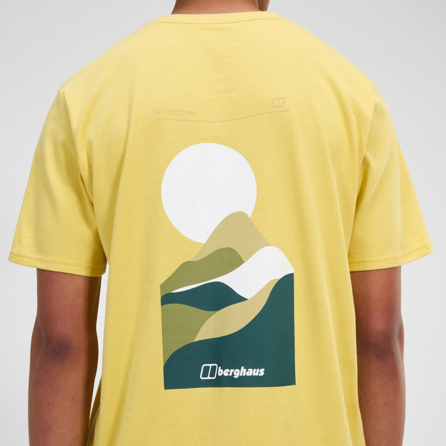 los hombres de las colinas de los picos de camiseta de manga corta - amarillo berghaus