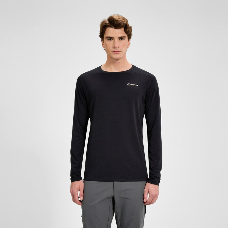 los hombres del delta tech de manga larga camiseta - negro berghaus