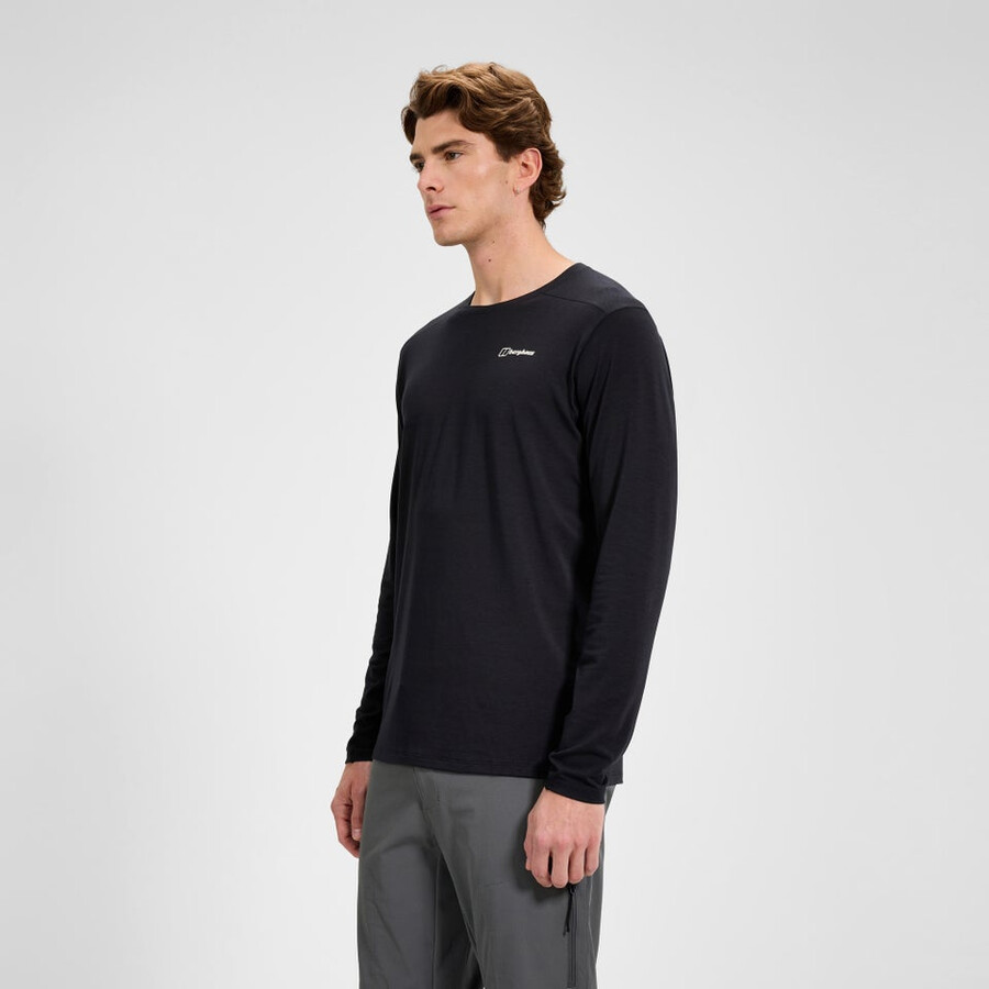los hombres del delta tech de manga larga camiseta - negro berghaus