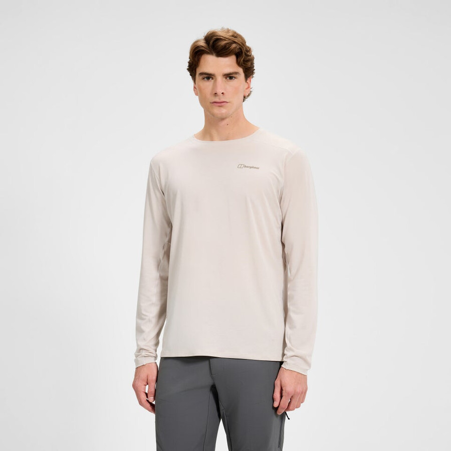 los hombres del delta tech de manga larga - camiseta gris berghaus