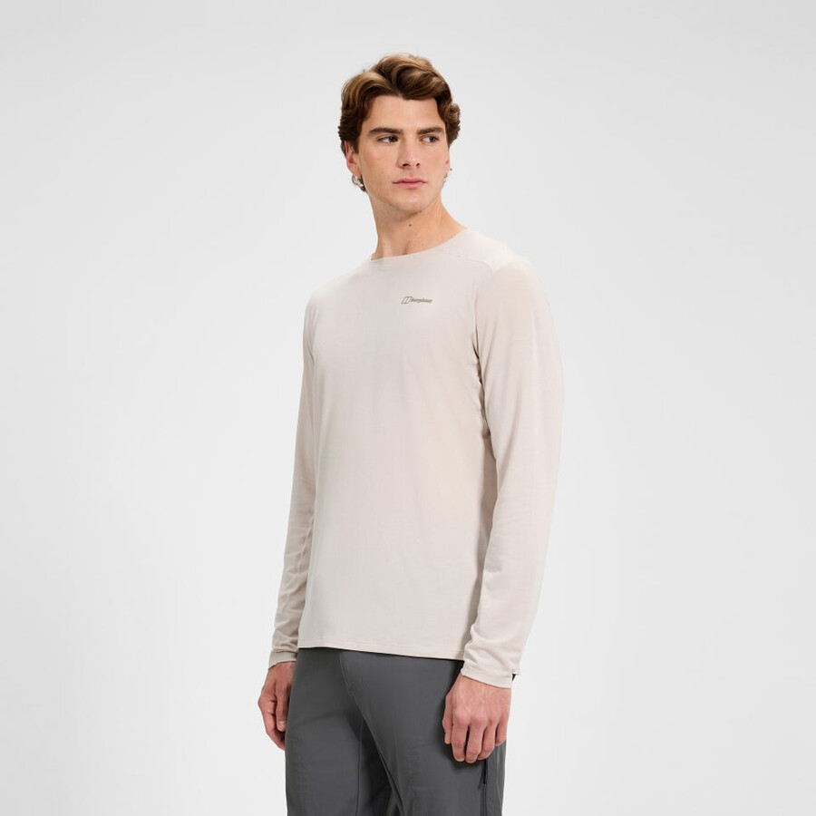 los hombres del delta tech de manga larga - camiseta gris berghaus
