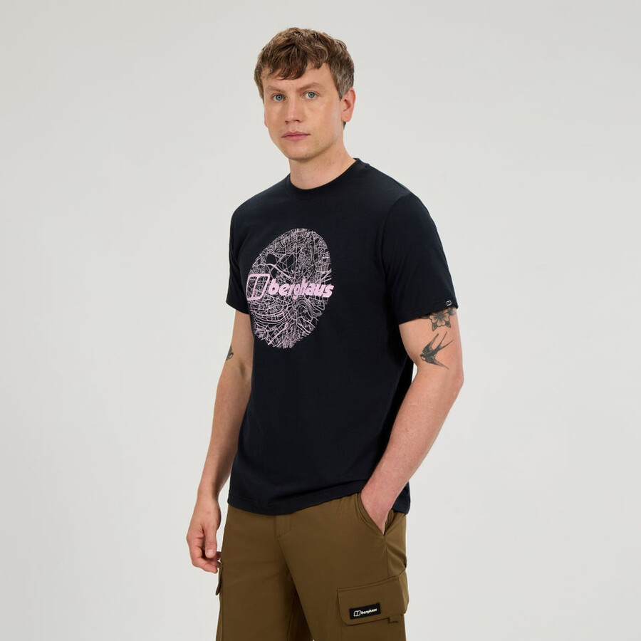 los hombres del mapa de la toon camiseta - negro berghaus
