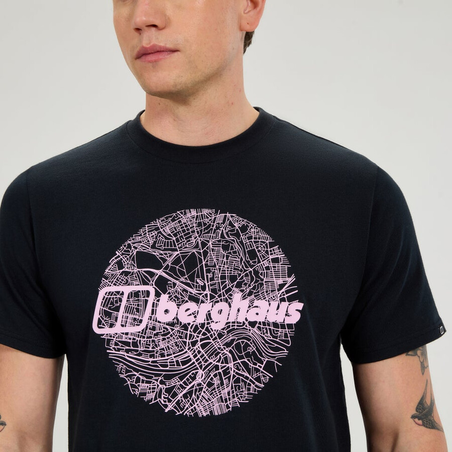 los hombres del mapa de la toon camiseta - negro berghaus