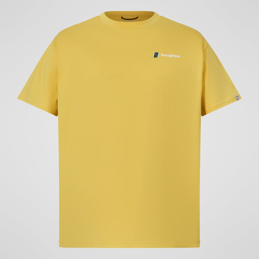 los hombres del doodle de montaña parche tee - amarillo berghaus