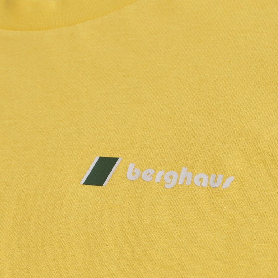 los hombres del doodle de montaña parche tee - amarillo berghaus