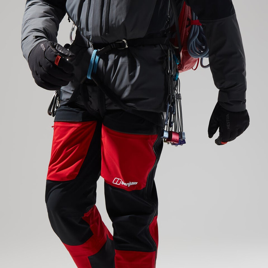 los hombres del mtn guía de gore-tex pro pantalón negrorojo berghaus