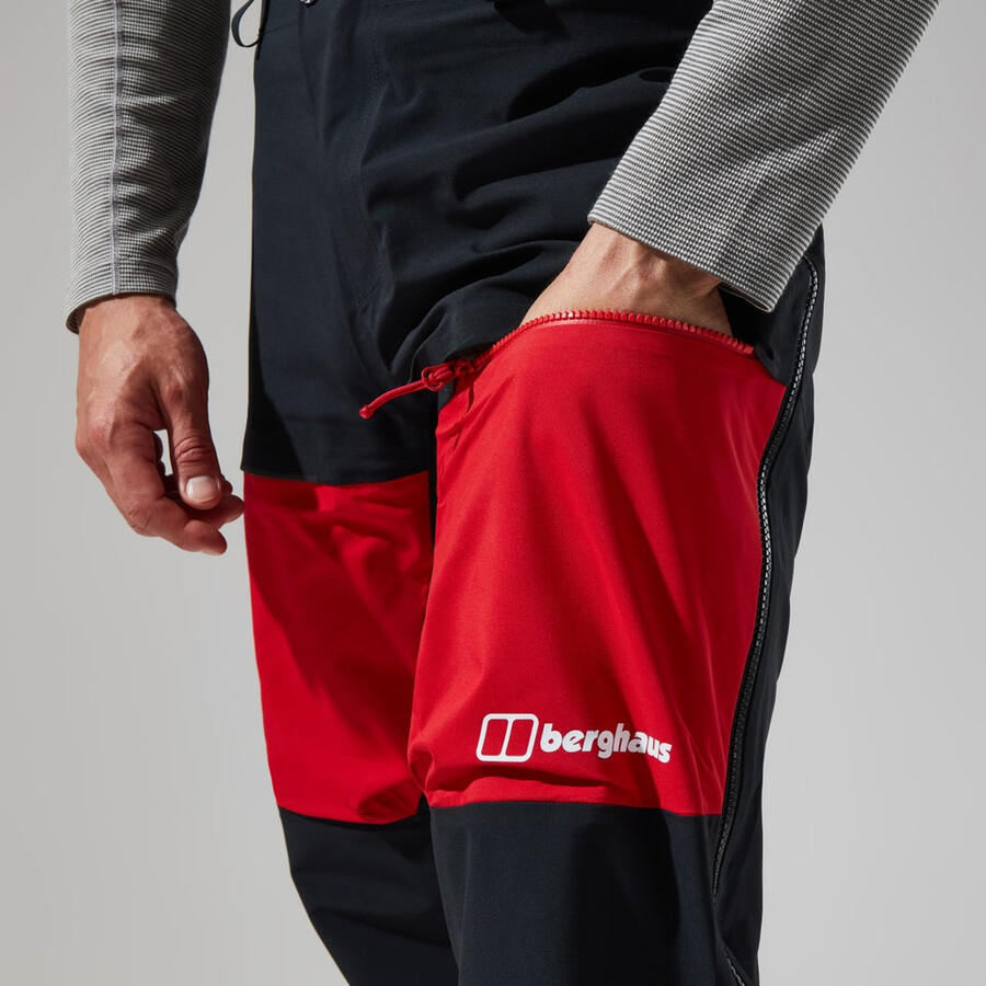 los hombres del mtn guía de gore-tex pro pantalón negrorojo berghaus
