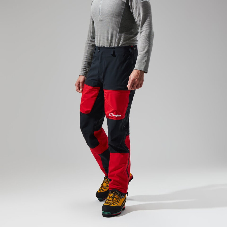 los hombres del mtn guía de gore-tex pro pantalón negrorojo berghaus