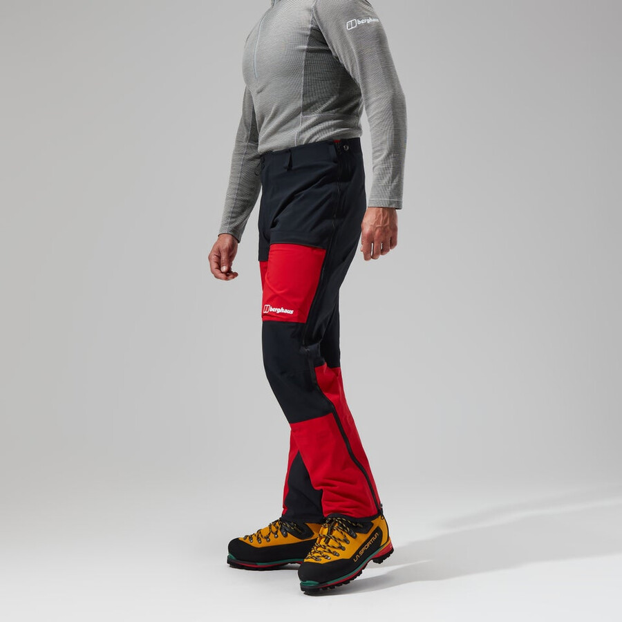 los hombres del mtn guía de gore-tex pro pantalón negrorojo berghaus