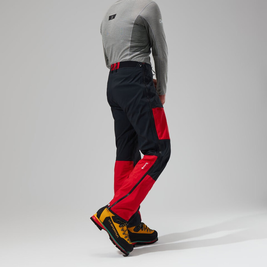 los hombres del mtn guía de gore-tex pro pantalón negrorojo berghaus