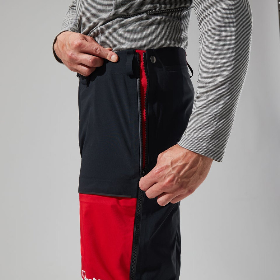 los hombres del mtn guía de gore-tex pro pantalón negrorojo berghaus