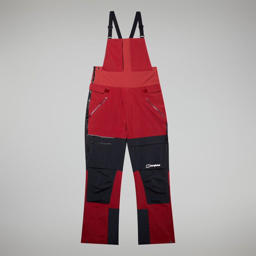 los hombres del mtn areté descender de gore-tex pantalones bib - rojo oscuronegro berghaus