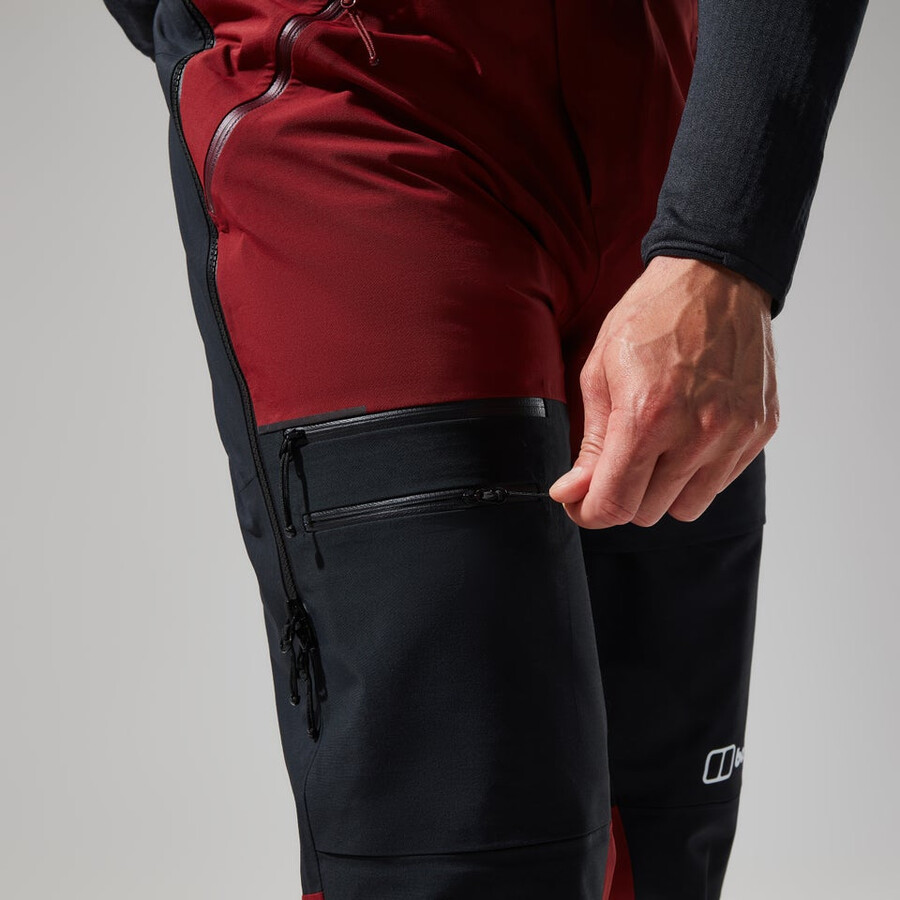 los hombres del mtn areté descender de gore-tex pantalones bib - rojo oscuronegro berghaus