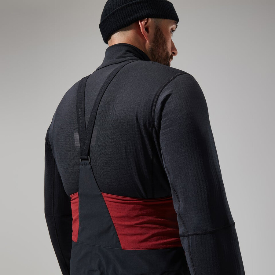 los hombres del mtn areté descender de gore-tex pantalones bib - rojo oscuronegro berghaus