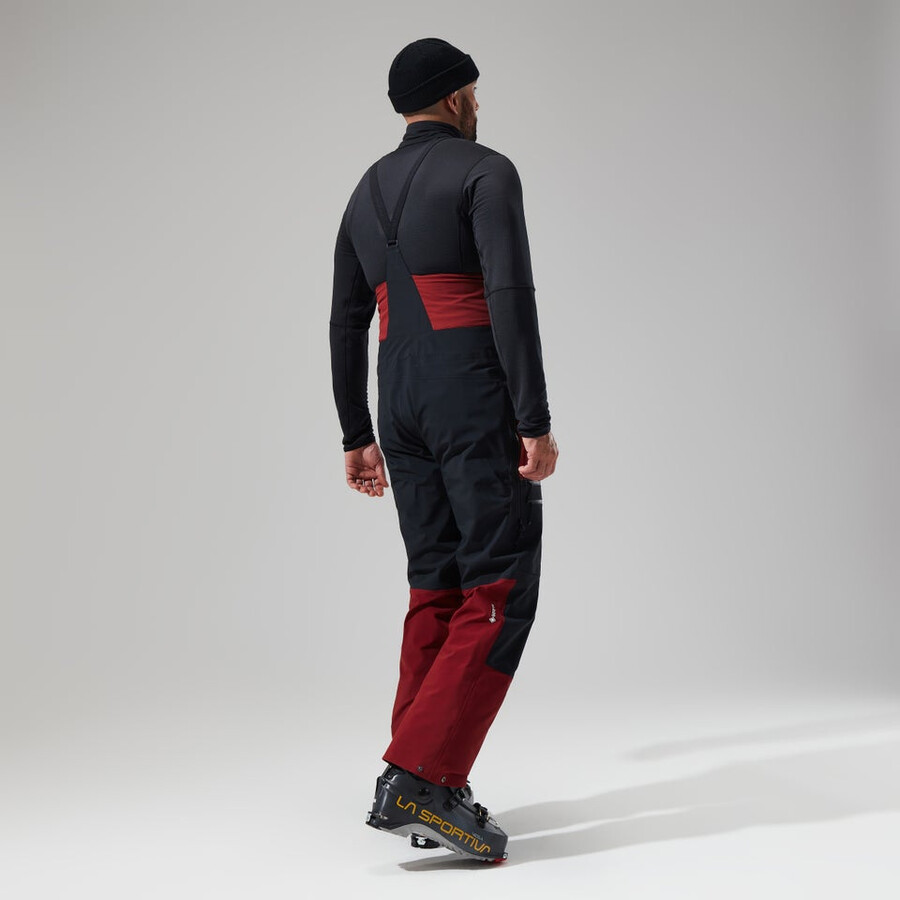 los hombres del mtn areté descender de gore-tex pantalones bib - rojo oscuronegro berghaus