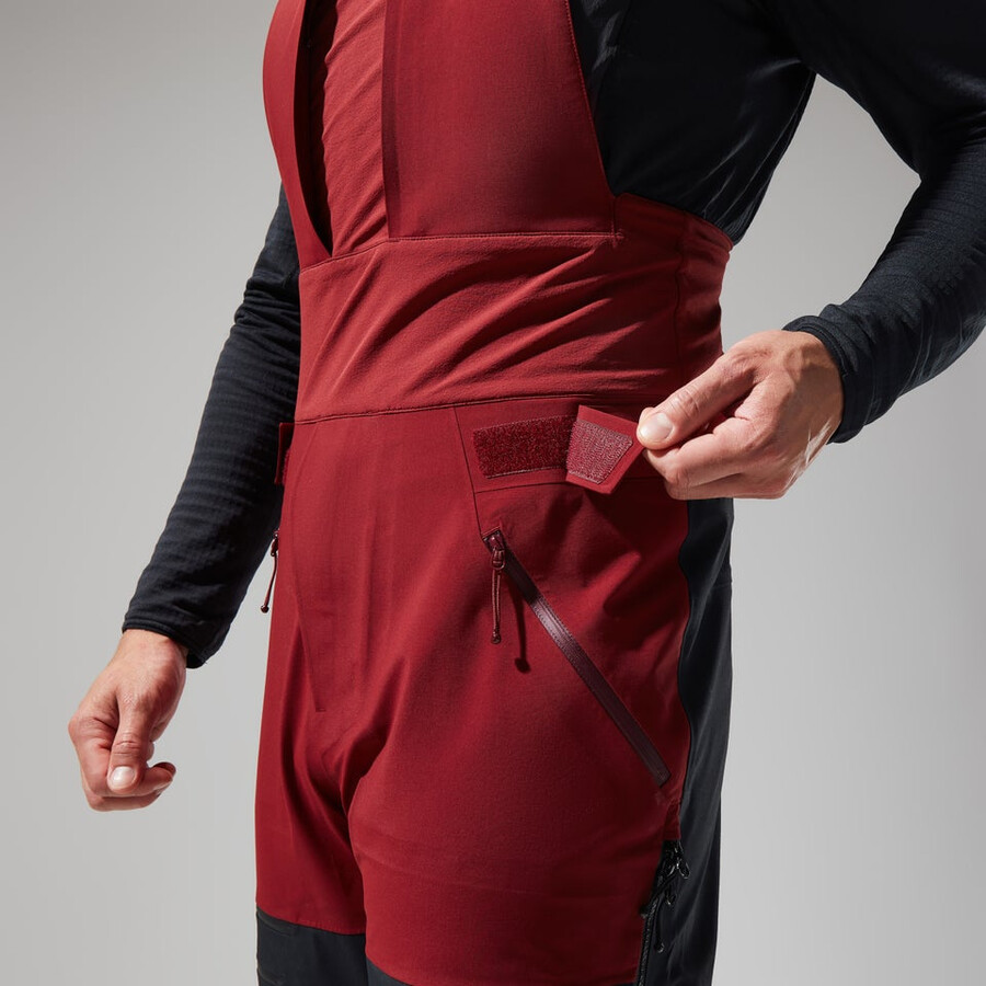 los hombres del mtn areté descender de gore-tex pantalones bib - rojo oscuronegro berghaus
