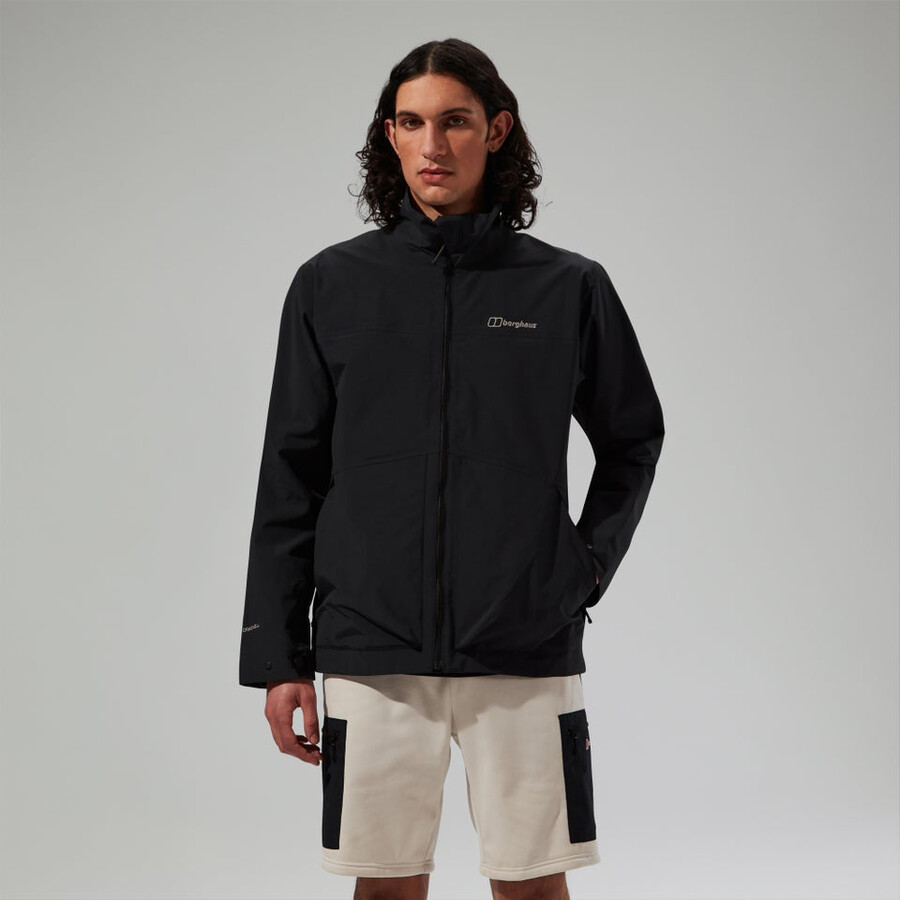 los hombres woodwalk chaqueta impermeable negro berghaus