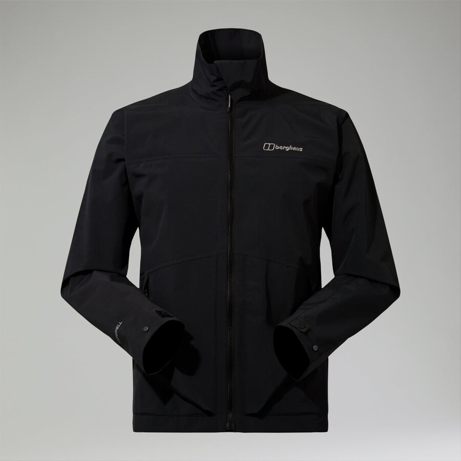 los hombres woodwalk chaqueta impermeable negro berghaus