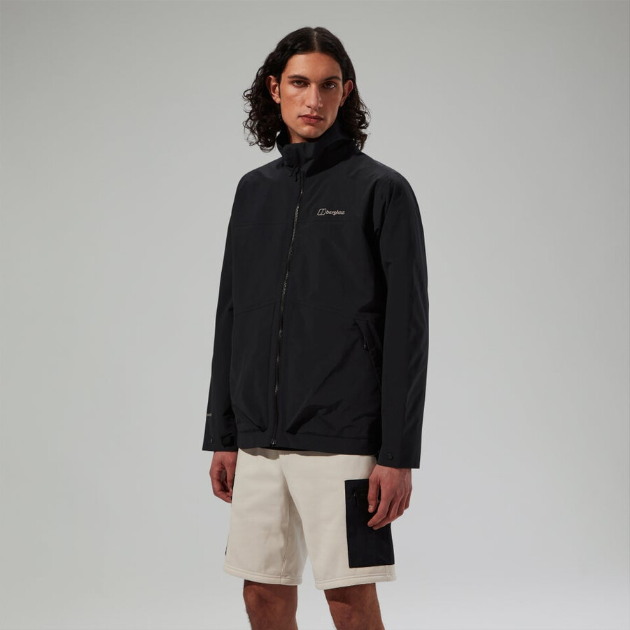 los hombres woodwalk chaqueta impermeable negro berghaus