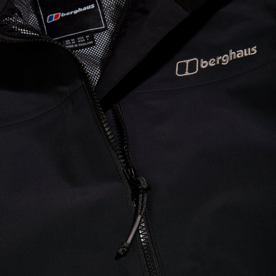 los hombres woodwalk chaqueta impermeable negro berghaus