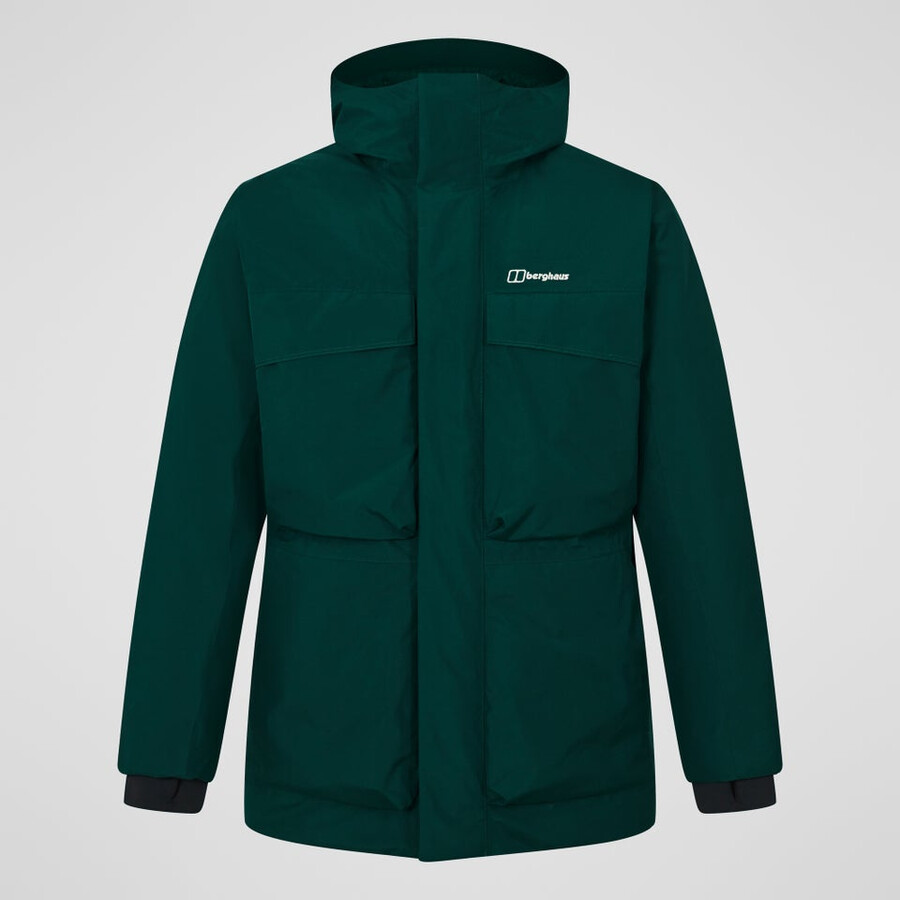 los hombres de fernly gore-tex abajo parka verde berghaus