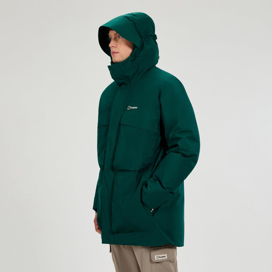 los hombres de fernly gore-tex abajo parka verde berghaus