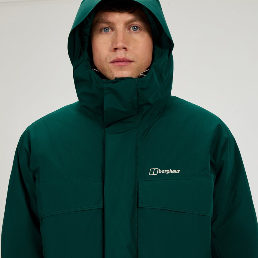 los hombres de fernly gore-tex abajo parka verde berghaus