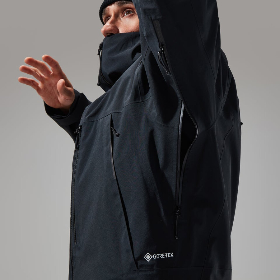 los hombres del mtn buscador de la chaqueta de gore-tex - negro berghaus