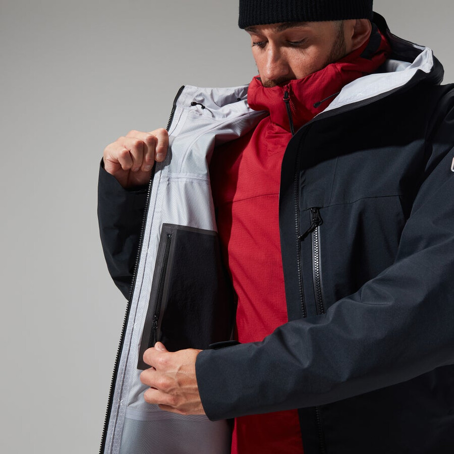 los hombres del mtn buscador de la chaqueta de gore-tex - negro berghaus