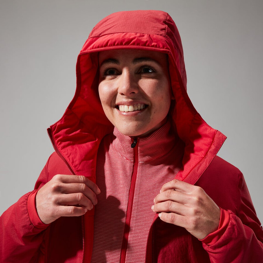 las mujeres del mtn guía de manga larga de la mitad de cremallera - rojo berghaus