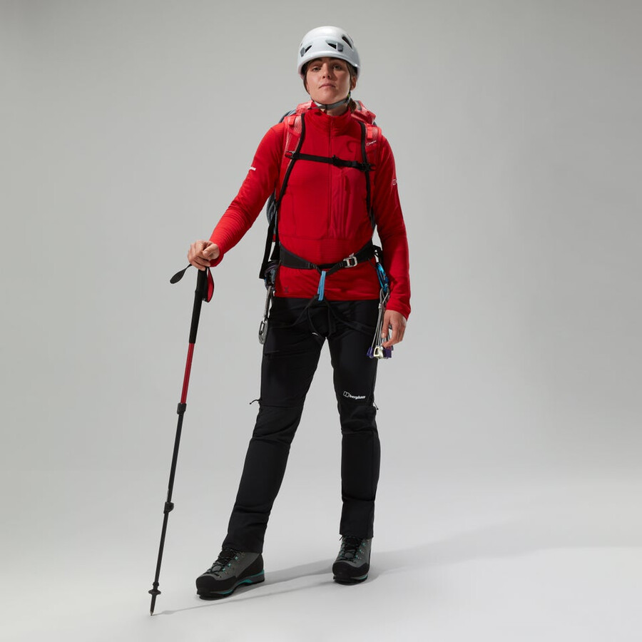 las mujeres del mtn areté lb media cremallera - rojo berghaus