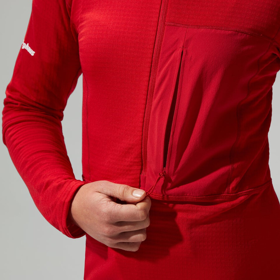 las mujeres del mtn areté lb media cremallera - rojo berghaus